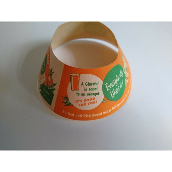 Orangade Fruit Drink Bottle Collar Green Spot Oranges Graphics Vintage NOS 1940s - Picture 4 of 5
